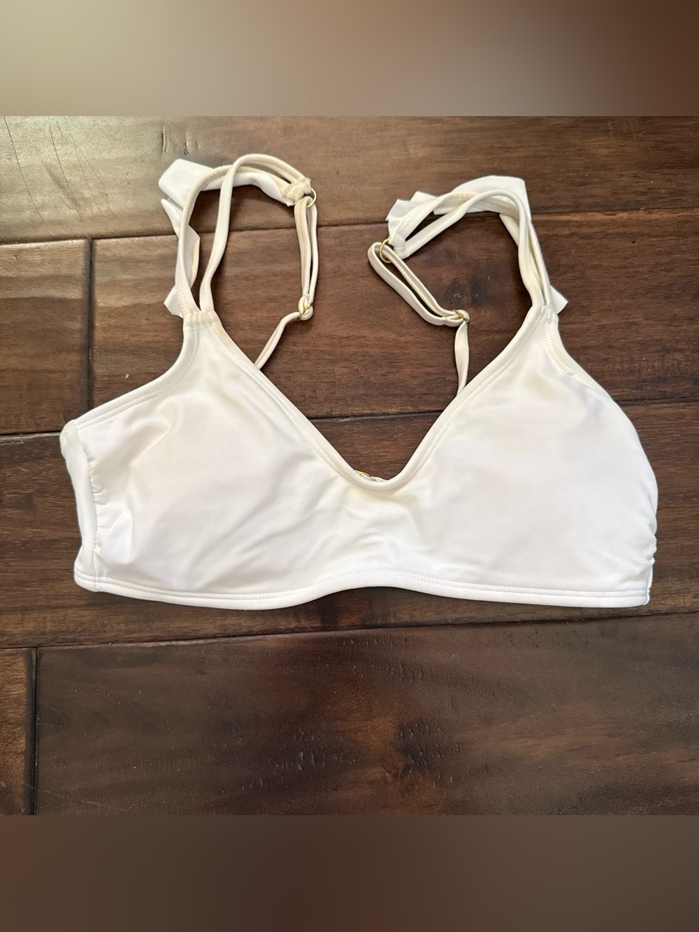 Women's White Bathing Suit Top with Adjustable Straps